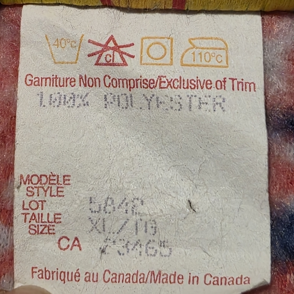 VTG 90s Higher State Fleece XL Made in Canada Nordic Snowflake Print Retro Ski - Picture 8 of 10